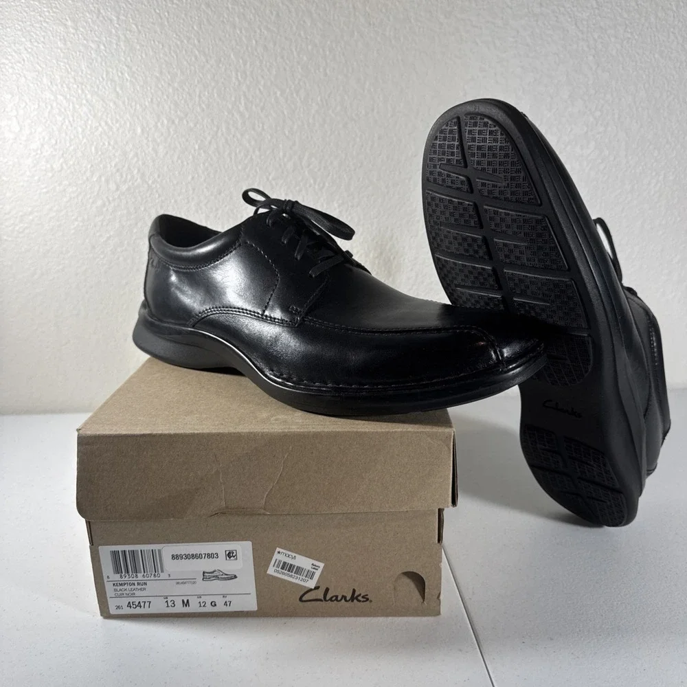 Clarks Kempton Run Men's Size 13 M Black Leather Oxford Dress Shoes Church Work